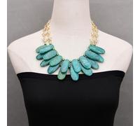 MQXFCZUX 2 Rows Green Soviet Union Stone Round Green Pearl Gold Plated Star Chain Necklace