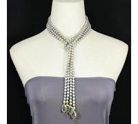 MQXFCZUX 2 Strands Cultured Gray Rice Pearl Gold Plated Blue Edge Lariat Long Sweater chain Necklace For Lady