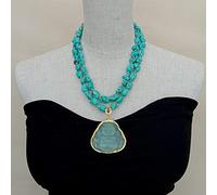 MQXFCZUX 2 strands Green Nugget Green Jade Carved Buddha Pendant 18" Necklace Religious Style for women