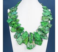 MQXFCZUX 2 Strands Green Sea Sediment Imperial Jasper Crystal Necklace For Women