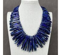 MQXFCZUX 20" 2 Strands Mix Color Blue Sea Sediment Jasper Top drilled Stick Necklace Women Jewelry Gifts