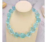MQXFCZUX 20" Light Blue Crystal Glass Rough Nugget Necklace Lady Gifts Lady Necklace For Women