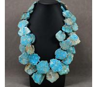 MQXFCZUX 22'' 2 Strands Mix Color Ocean Blue Sea Sediment Imperial Jasper Crystal Necklace For Lady Jewelry Gifts