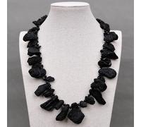MQXFCZUX 22'' Black Meteorite Top Drilled Stone Point Rough Fancy Gems Crystal Chokers Necklace Party Gifts