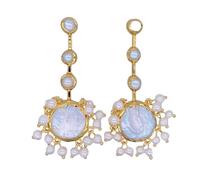 MQXFCZUX 24mm Cultured White Coin Pearl Large Coin Pearl Earrings Fashion Jewelry