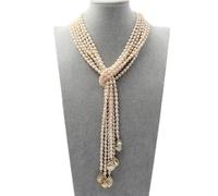 MQXFCZUX 3 Strands Cultured White Rice Pearl Teardrop Pearl Lariat Long Sweater chain Necklace 50'' For Women