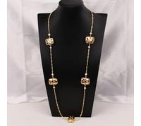MQXFCZUX 33" Cultured White Pearl Big Red Tourmaline Gold Edged Rectangle Beads Rose Pave Chain Long Necklace