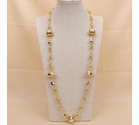 MQXFCZUX 35'' White Keshi Pearl Mix Color Zircon Paved Bezel Set Brushed Beads Gold Plated Chain Long Necklace