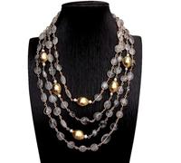 MQXFCZUX 4 Strands 11x13mm Rutilated Quartz Freeform Necklace Fashion Jewelry