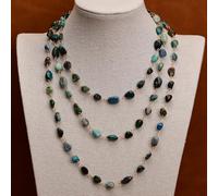 MQXFCZUX 48" Stone Mix Color Smooth Nugget Beads Long Strand Necklace Sweater chain For Lady