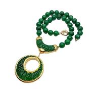 MQXFCZUX 52mm Green Jade Carved Pendant 12mm round jade Choker Necklace Designer Women Jewelry