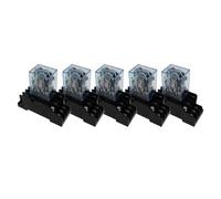 MQXFCZUX 5Set Electromagnetic Coil DPDT Power Relay MY3NJ 11Pins HH53P DC12V 24V AC 110V 220V Miniature Relay with PYF08A Base(AC,220V)