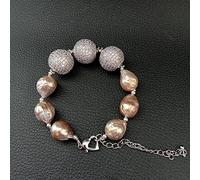 MQXFCZUX 8" Purple Freshwater Cultured Baroque Pearl pave Bead Bracelet classic for women