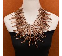 MQXFCZUX 8 Rows Brown Rice Pearl Golden Coral Branch Champagne Crystal Glass Necklace Luxury Jewelry