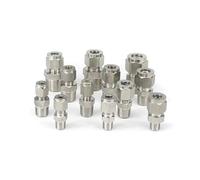 MQXFCZUX Accesorio de unión de compresión de Doble Casquillo de Acero Inoxidable 304, 1 Pieza, 3/8" BSPT Macho, Tubo de 10 mm de diámetro Exterior