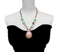 MQXFCZUX Amethyst Necklace 37x50mm Cultured Purple Keshi Pearl Pendant Jewelry For Gift