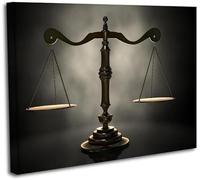 MQXFCZUX Black & White Scales of Justice Art - Modern Law Office Decor Abstract Geometric Print Framed,16x24inch(40x60cm)