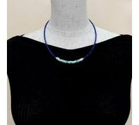 MQXFCZUX Blue Faceted Necklace 18" 925 silver clasp