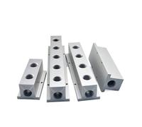 MQXFCZUX Colector neumático en Forma de T de Aluminio Macizo con Rosca Hembra BSP de 1/2", 6 vías y 8 Puertos