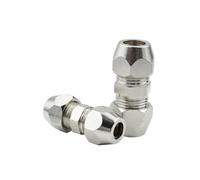 MQXFCZUX Compression Ferrule Tube Fitting 4-16mm Brass Pipe Double Card Set Copper Joints Tubing Nut Lock Double Straight(OD Tube 16mm to 16mm)