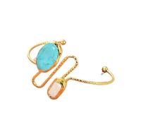 MQXFCZUX Cultured White Biwa Pearl Blue Stone Gold Plated Bangle Lady Open Bracelet