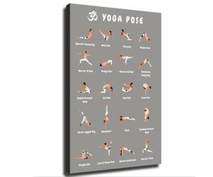 MQXFCZUX Essential Yoga Poses Poster - Beginners Workout Chart for Home Gym, Including Stretching Exercises Framed,12x18inch(30x45cm)