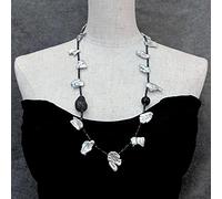 MQXFCZUX Faceted Black Spinel Cultured Gray Keshi Pearl Pave Bead Long Necklace For Women Choker Necklaces Jewelery