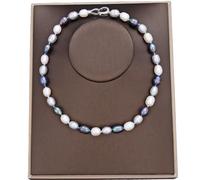 MQXFCZUX Freshwater Cultured Black Gray White Rice Pearl Mixed Color Choker Necklace 17" For Women Girl Jewelry Gift