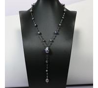 MQXFCZUX Freshwater Cultured Black Keshi Pearl Round Pearl Gunmetal Gold Plated Chain Necklace Pendant Simple Lady Gifts