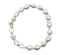 MQXFCZUX Freshwater Cultured White Keshi Baroque Pearl Necklace Bracelet Earrings Sets For Women Lady Fashion (Necklace)