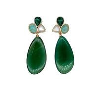 MQXFCZUX Geometric Green Agate White Shell Peruvian Stud earrings luxury style for women