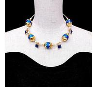 MQXFCZUX Glass White Pearl Choker Necklace 20x23mm Blue Crystal Charms Necklaces