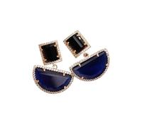 MQXFCZUX Gold Plated Black Blue Cat Eye Dangle Stud Earrings Paved Stone Earrings Geometric Jewelry For Lady