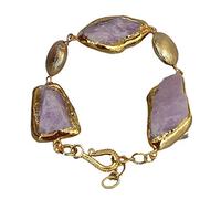 MQXFCZUX Gold Plated Edge Brushed Coin Bead Rough Raw wrap Bracelet 9"