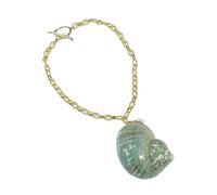MQXFCZUX Gold Plated Fashion Chain Necklace Big Green Turban Shell Sea Snail Tank Home Decoration Pendant For Women