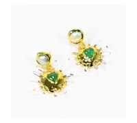 MQXFCZUX Green Agate Heart Shaped Gold Plated Quartz Druzy Dangle Earrings Cultured White Stud Simple Lady Gifts