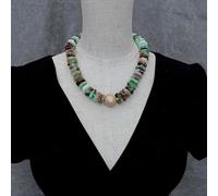 MQXFCZUX Green Stone 4x11mm Chrysoprase Collar Choker Necklace 20mm Pave Bead Elegant