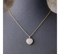 MQXFCZUX Heart Shape Amethysts Lapis Pendant Necklaces Designer Women Gold Plated Chain Collar Choker Necklace Engagement Jewelry (Rose Quartz)