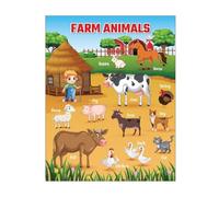 MQXFCZUX Interactive Farm Animal Sounds Poster for Toddlers, Talking Wall Chart with Realistic Cow Sheep Pig Noises, Educational Toy for Preschool Learning Framed,12x18inch(30x45cm)