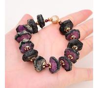 MQXFCZUX Mix Color Red Ruby Quartz Rough Nugget Slice Round Garnet Beads Necklace Bracelet Sets (Bracelet)