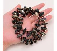 MQXFCZUX Mix Color Red Ruby Quartz Rough Nugget Slice Round Garnet Beads Necklace Bracelet Sets (Necklace)