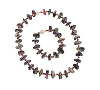 MQXFCZUX Mix Color Red Ruby Quartz Rough Nugget Slice Round Garnet Beads Necklace Bracelet Sets (Set)