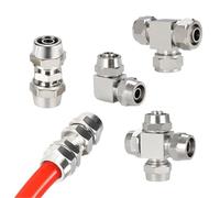 MQXFCZUX Pneumatic Fittings Inset Union Rapid Push On Brass Nickle Plated Straight Elbow tee Cross Bulkhead(Bulkhead PM,4mm)