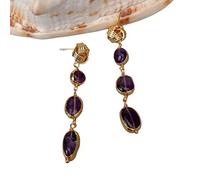 MQXFCZUX Purple Amethyst Freeform With Electroplated Dangle wrap stud Earrings