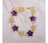 MQXFCZUX Purple Amethyst Star Shape Pave Beaded Necklace Bracelet Earrings Sets (Bracelet)