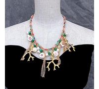 MQXFCZUX Sea Spiral Shell Agate Enamel Chain Statement Fashion Necklace