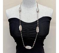 MQXFCZUX Sweater chain Cultured White Biwa Pearl Multi Color Pave Rosary Gold plated Chain Long Necklace