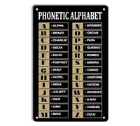 MQXFCZUX Vintage Military Communication Metal Sign Phonetic Alphabet Morse Code Guide Retro Tin for Garage Wall Man Cave Decor 8 X 12 inch