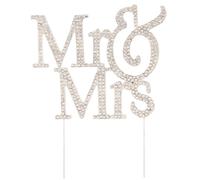 Mr and Mrs Cake Topper, 8.6x5 Silver Metal Wedding Cake Topper con decoraciones de boda de diamantes de imitación brillantes para suministros de fiesta o suministros para fiestas de aniversario.