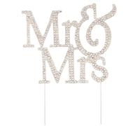 Mr and Mrs Cake Topper, Silver Metal Wedding Cake Topper con diamantes de imitación de imitación de diario de 8.6x5 para suministros de fiestas de aniversario